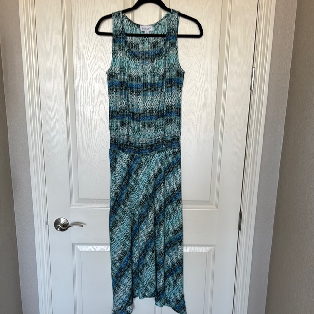 Veronica M Teal and Black High Low Dress